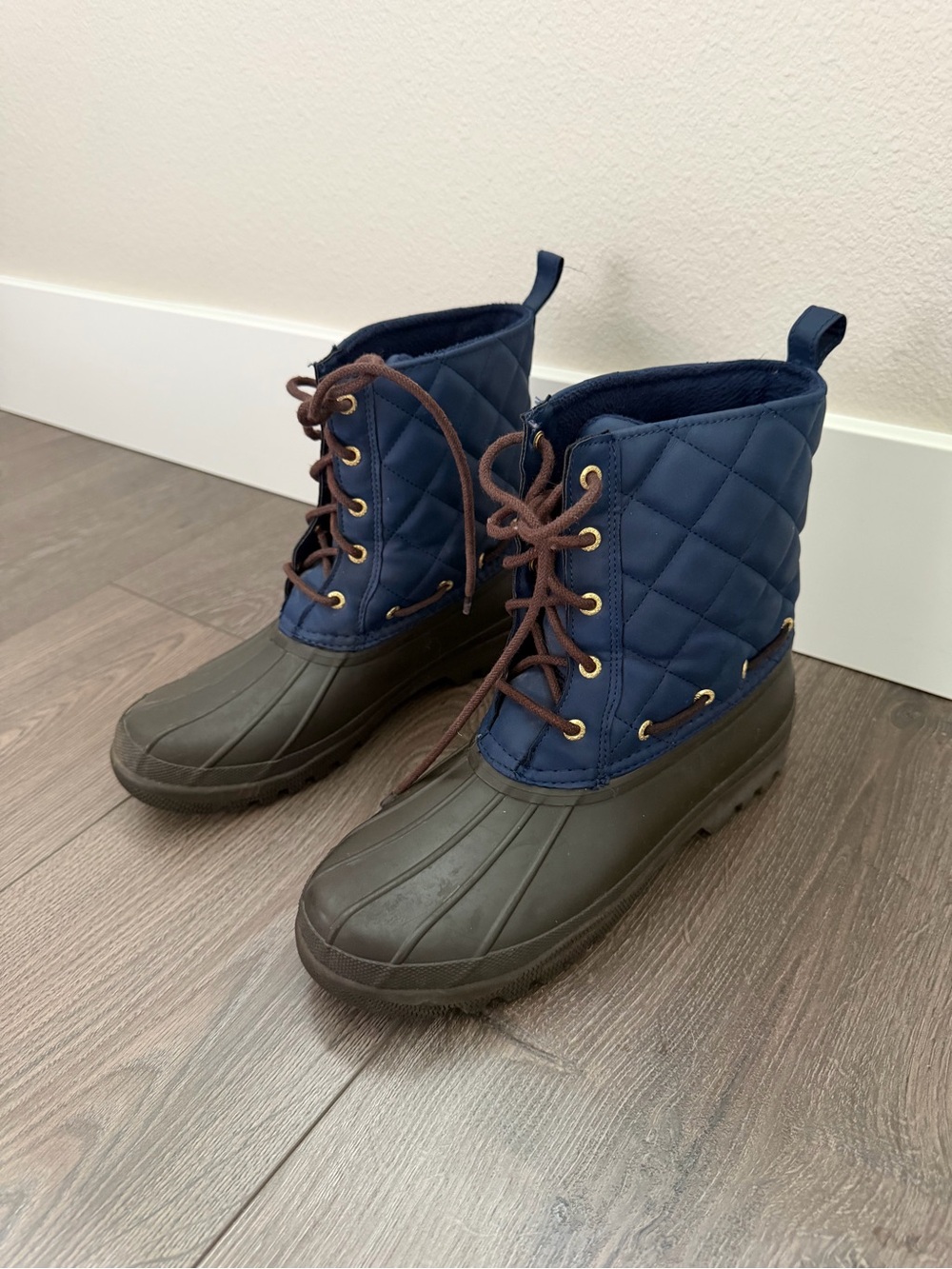 Sperry top-side navy blue and brown duck boot size 8 women’s